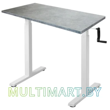 Стол для работы стоя ErgoSmart Manual Desk Compact 1360x800x36 мм (бетон Чикаго/белый)